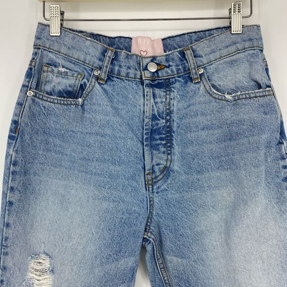 Revice 90’s High Waisted Distressed Button Fly Mom Jeans Light Wash Sz 29 - Picture 5 of 11